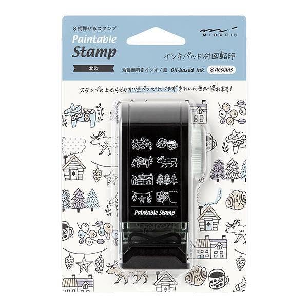 「FUNJI」In Japan - Wholesale Rubber/Decorative Stamp - MIDORI Paintable Rotating Stamp Scandinavian Style1