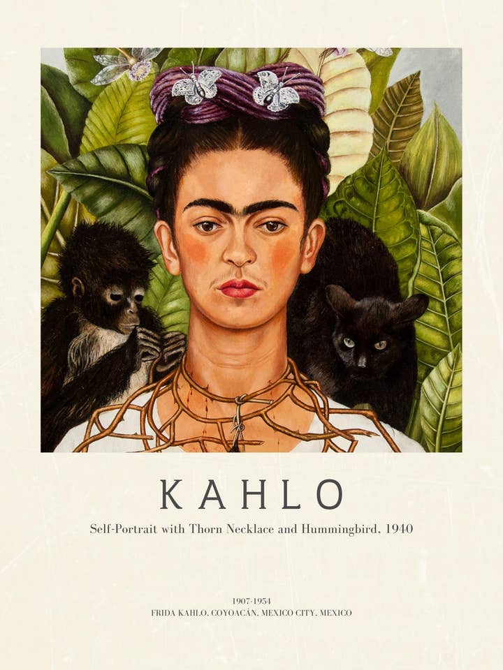 Kahlo - Self-Portrait with Thorn Necklace and Hummingbird P2 for wholesale by Knot & Soul