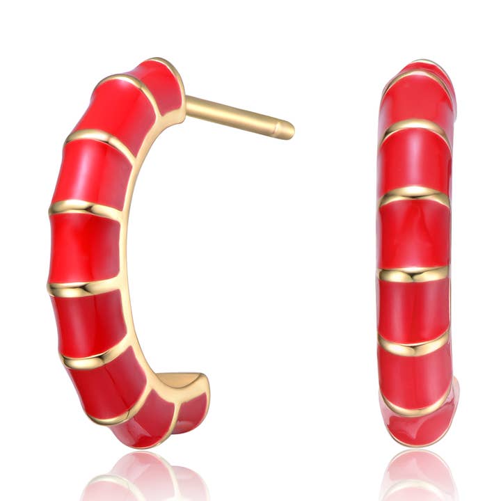 Pendientes con forma de argolla con forma de concha marina esmaltada chapados en oro amarillo para venta al por mayor de Rachel Glauber