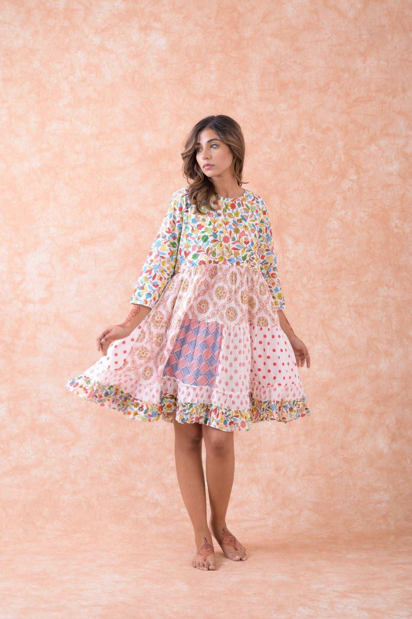 Multicolor Rhea Multi Pattern Dress for wholesale on Faire5