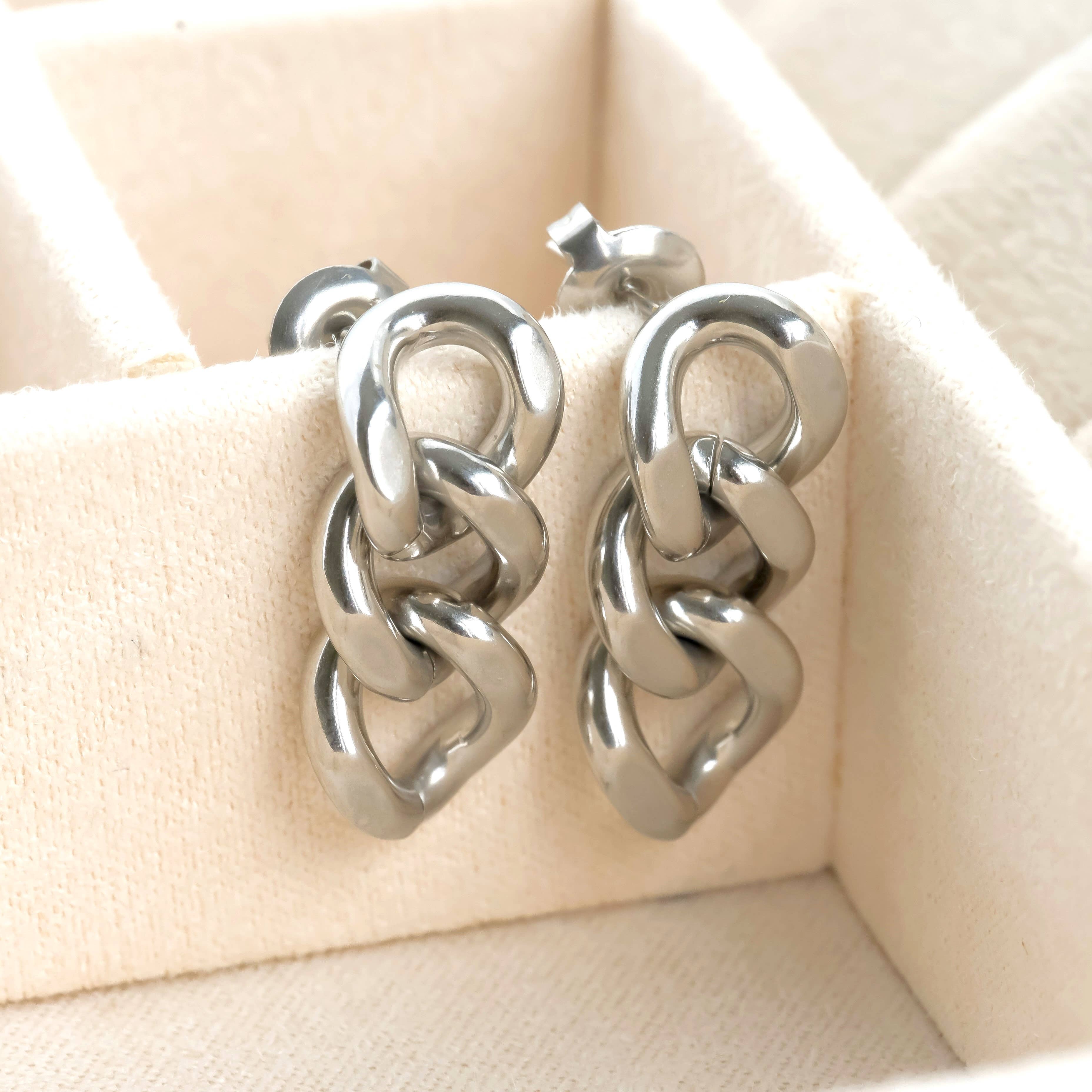 Blueyejewelry - Wholesale Hangende/ronde oorbellen - Curb Link-oorbellen - Waterdichte Cubaanse kettingoorbellen5