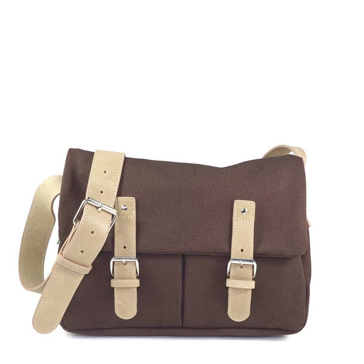 Bandolera de lona con detalles en piel natural - talla mediana 1 para venta al por mayor de C Oui