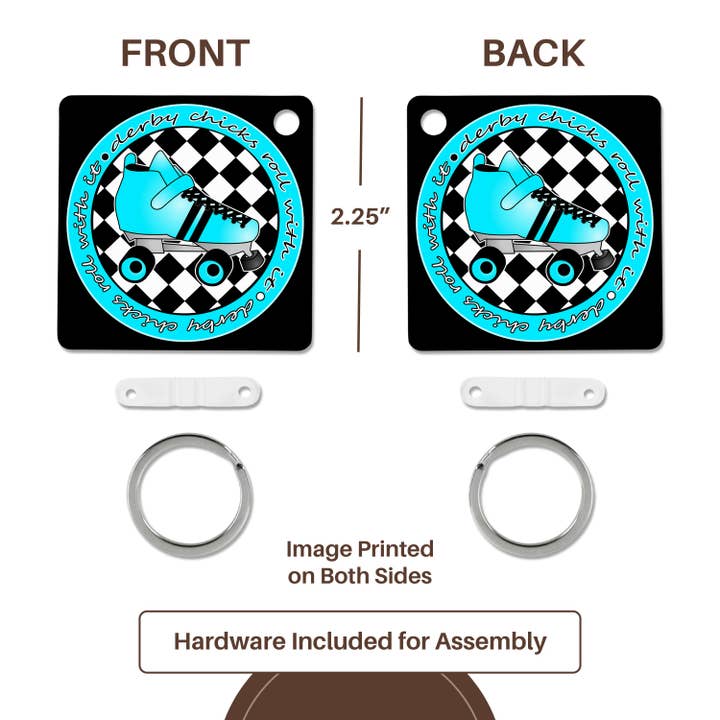 3dRose - Wholesale Keychain – Unisex - 3dRose, Derby Chicks Roll With It Aqua Blue Roller Skate and White, Key Chain4