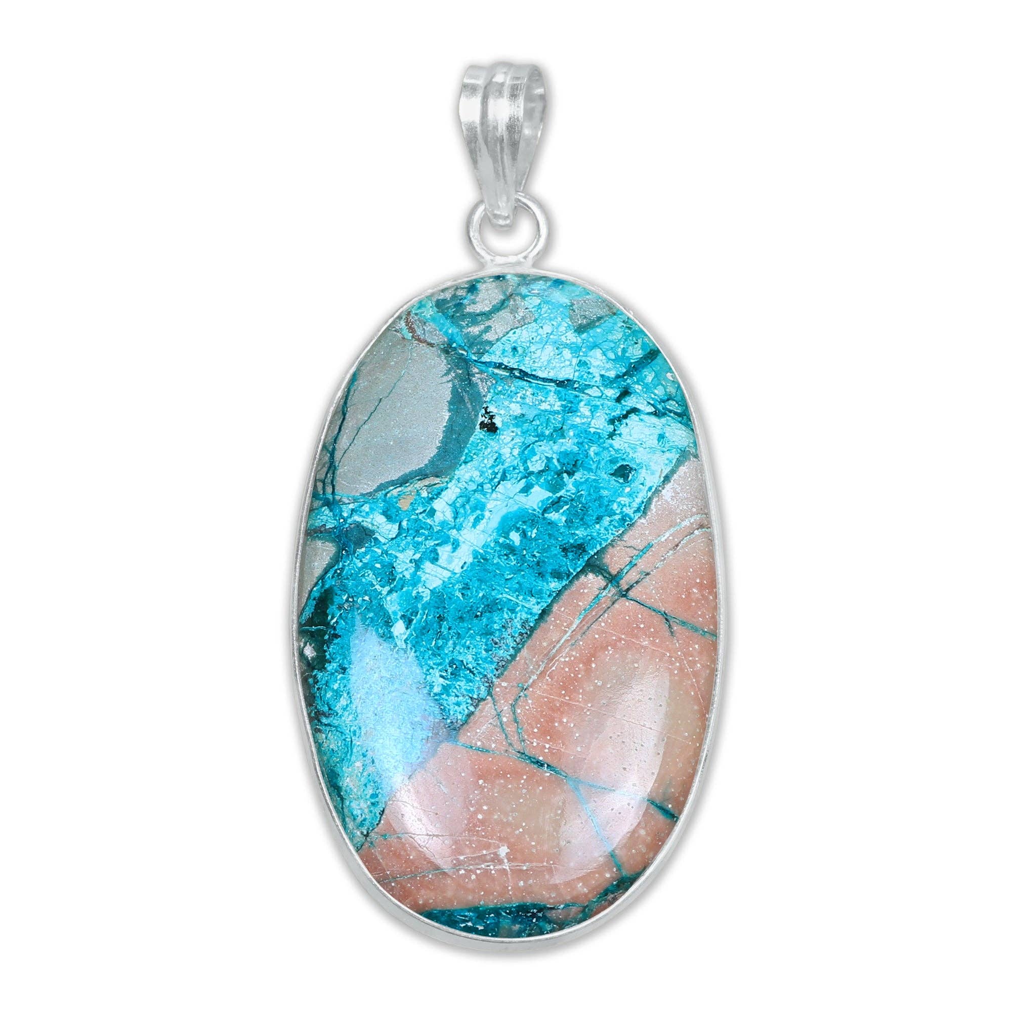 Handmade Jewels - Wholesale Individual Charm/Pendant - Chrysocolla Minimalist Pendants -  Handmade, Silver-Plated Brass, Wholesale3