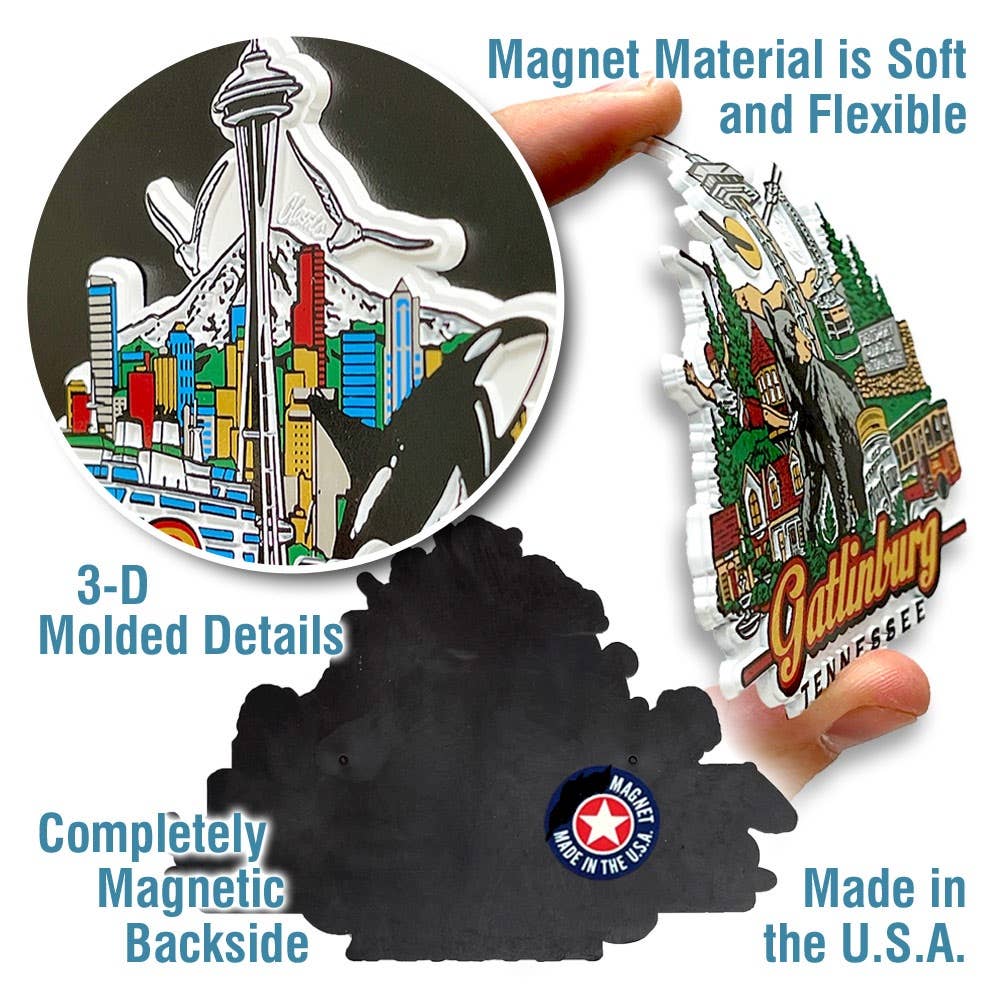 7 Star - Wholesale Magnet - Dallas City Skyline, Texas State Jumbo Magnet, Made in USA2