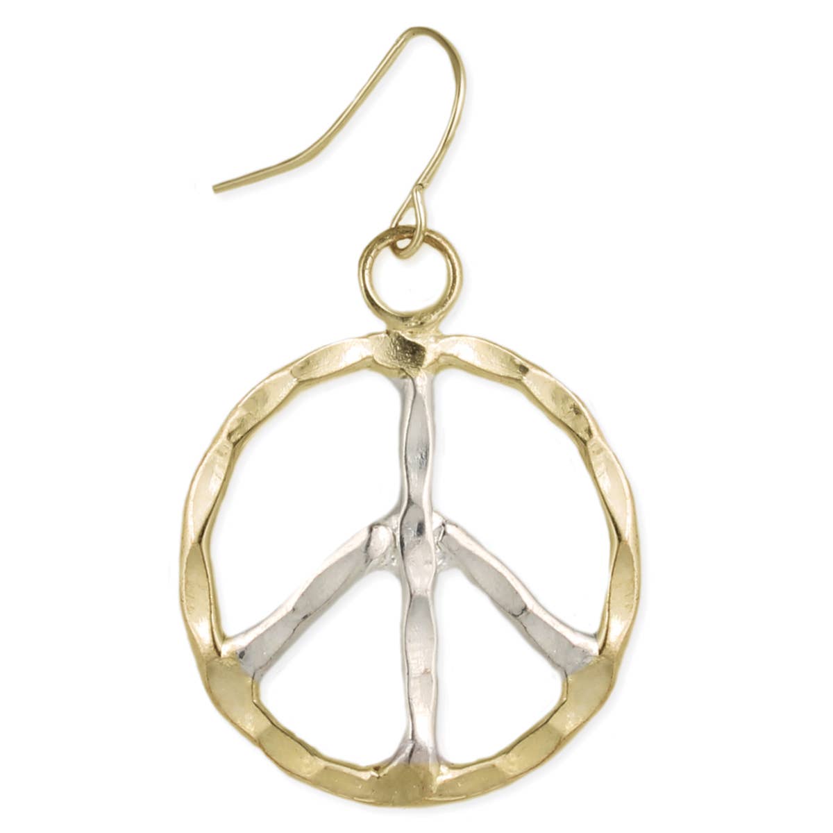 ZAD - Vente Boucles d'oreilles pendantes - Woodstock Vibes Boucle d'oreille en forme de signe de la paix en argent1