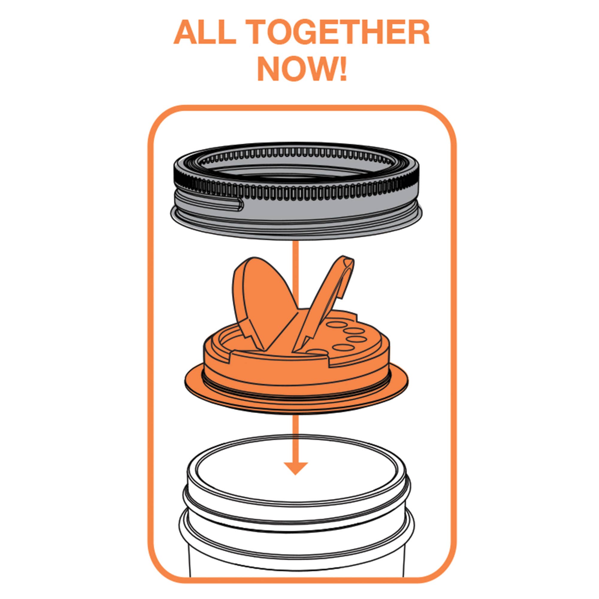 Fox Run Brands - Vendita all'ingrosso Contenitori per alimenti - Jarware, coperchio per spezie per barattoli a bocca normale, arancione, blu7