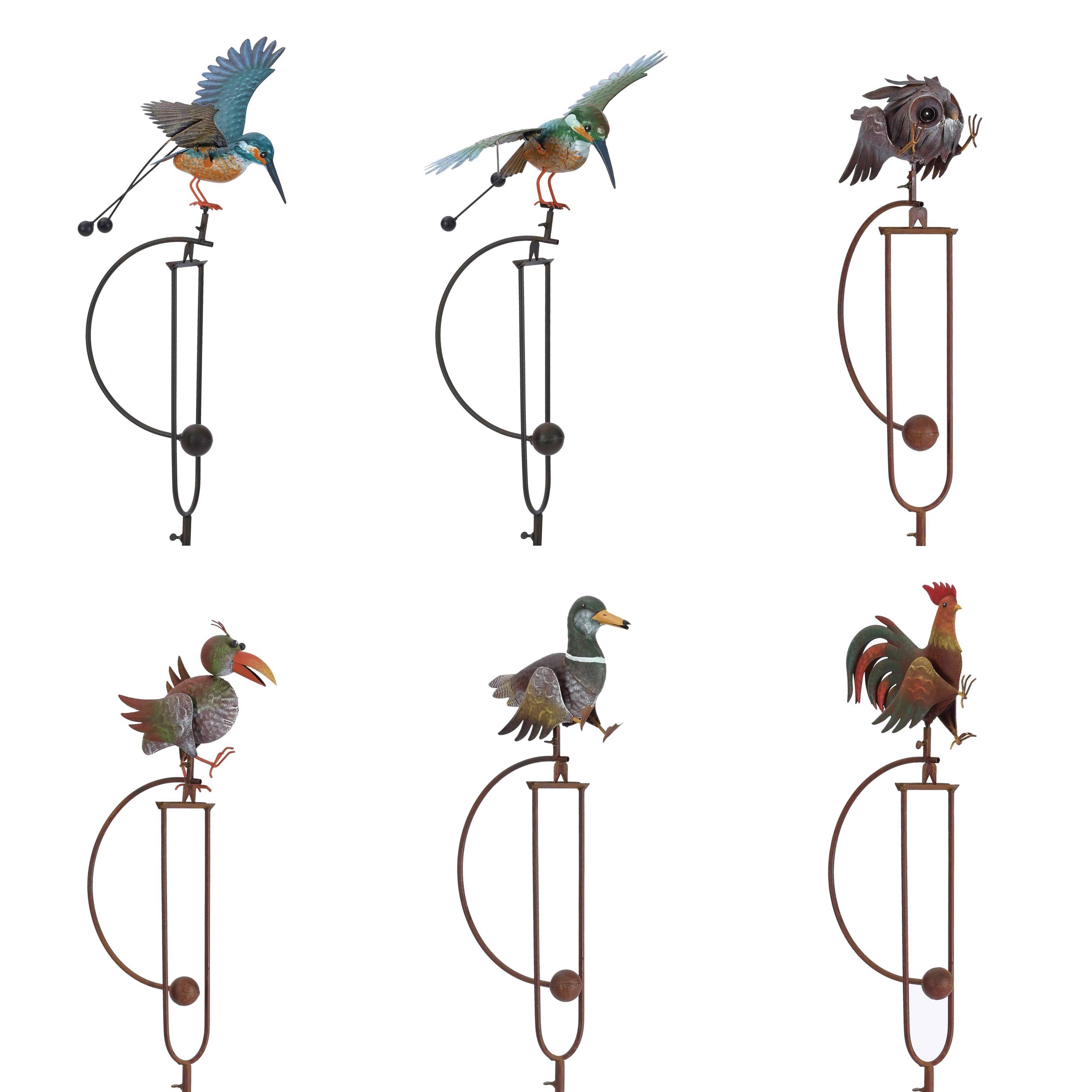 Zaer Ltd. International - Wholesale Garden/Lawn Stake - Assorted Metal Bird Rocking Stakes- 6PC/Set7