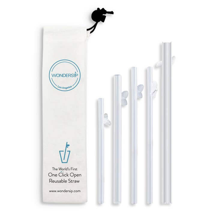 WonderSip One Click Open Reusable Straw - Clear for wholesale by WonderSip