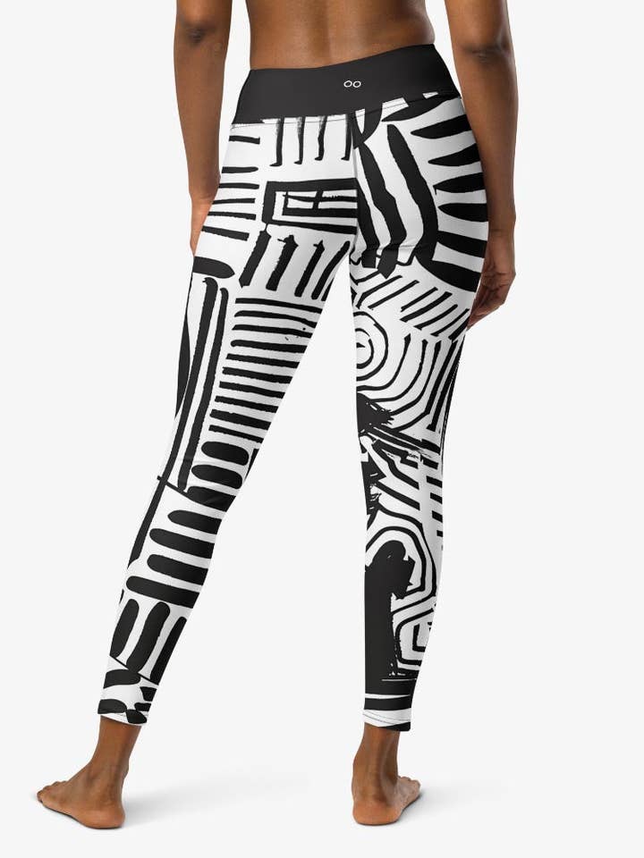 Printed Leggings "Black and Wow" Black/White for wholesale by Loony Legs
