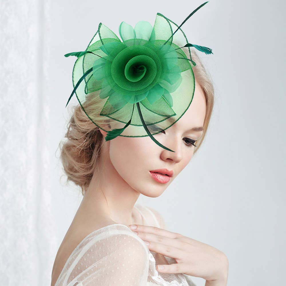 Sensibling Corp. - Vendita all'ingrosso Fascinator - Donna - Fascinator / Cerchietto con Fiore, Piuma e Rete7