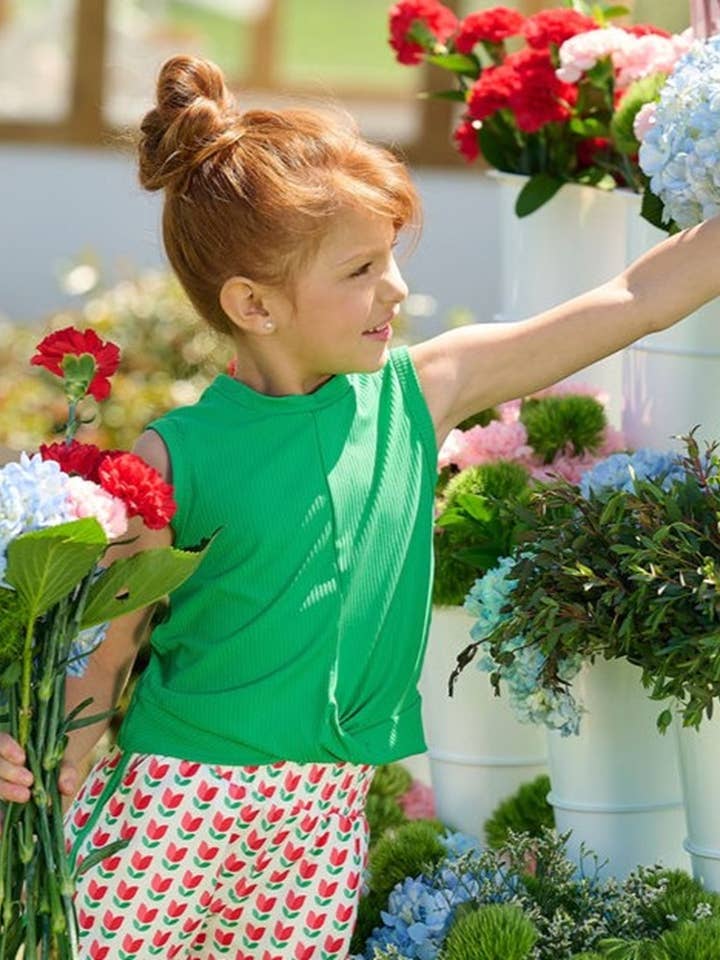 Crop Knot Tank - Smaragd voor wholesale door Sugar Bee Clothing