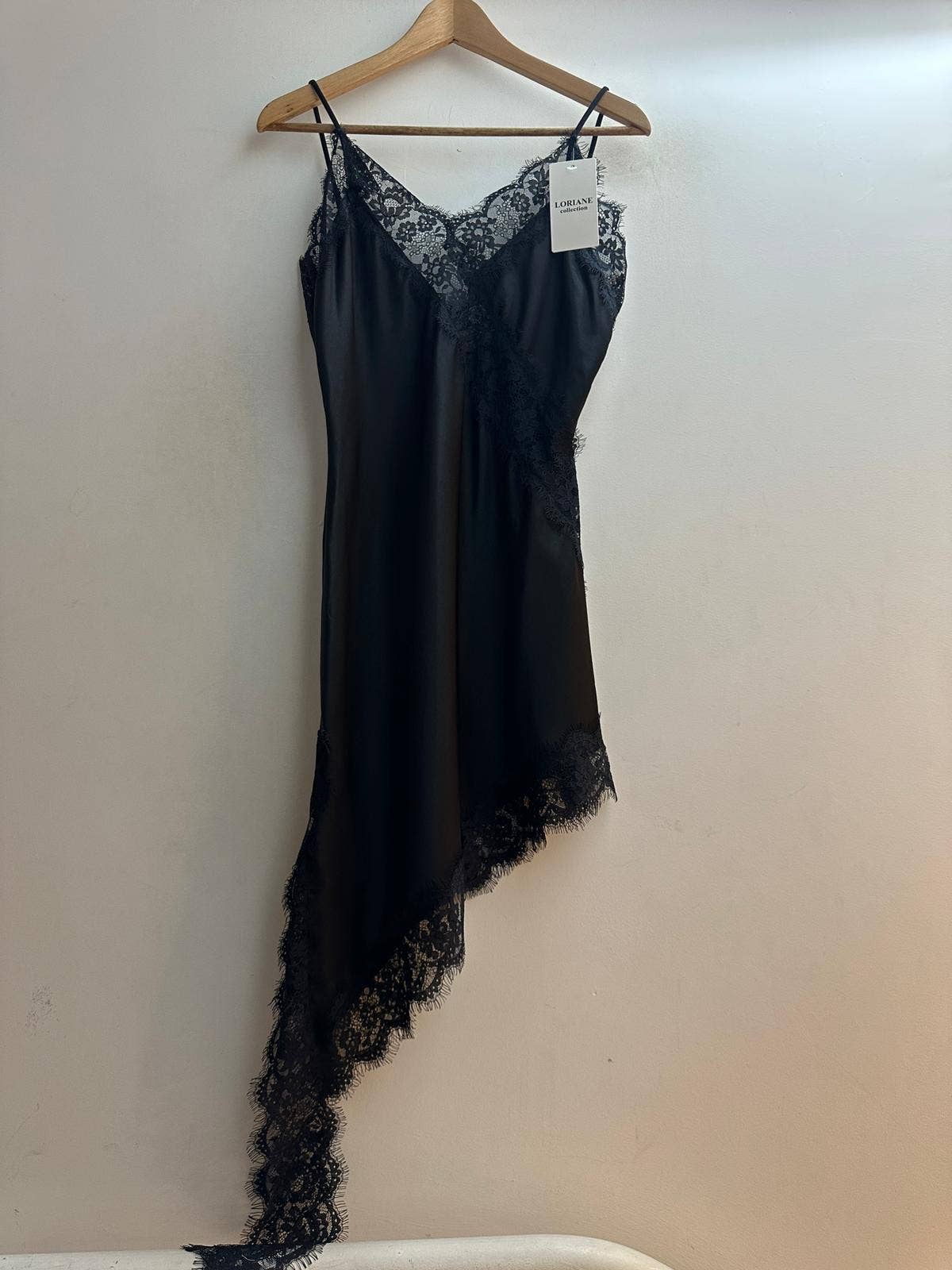 LORIANE - Wholesale Dress - Women's - 7439 Asymmetrical Short Strap Satin Dress5