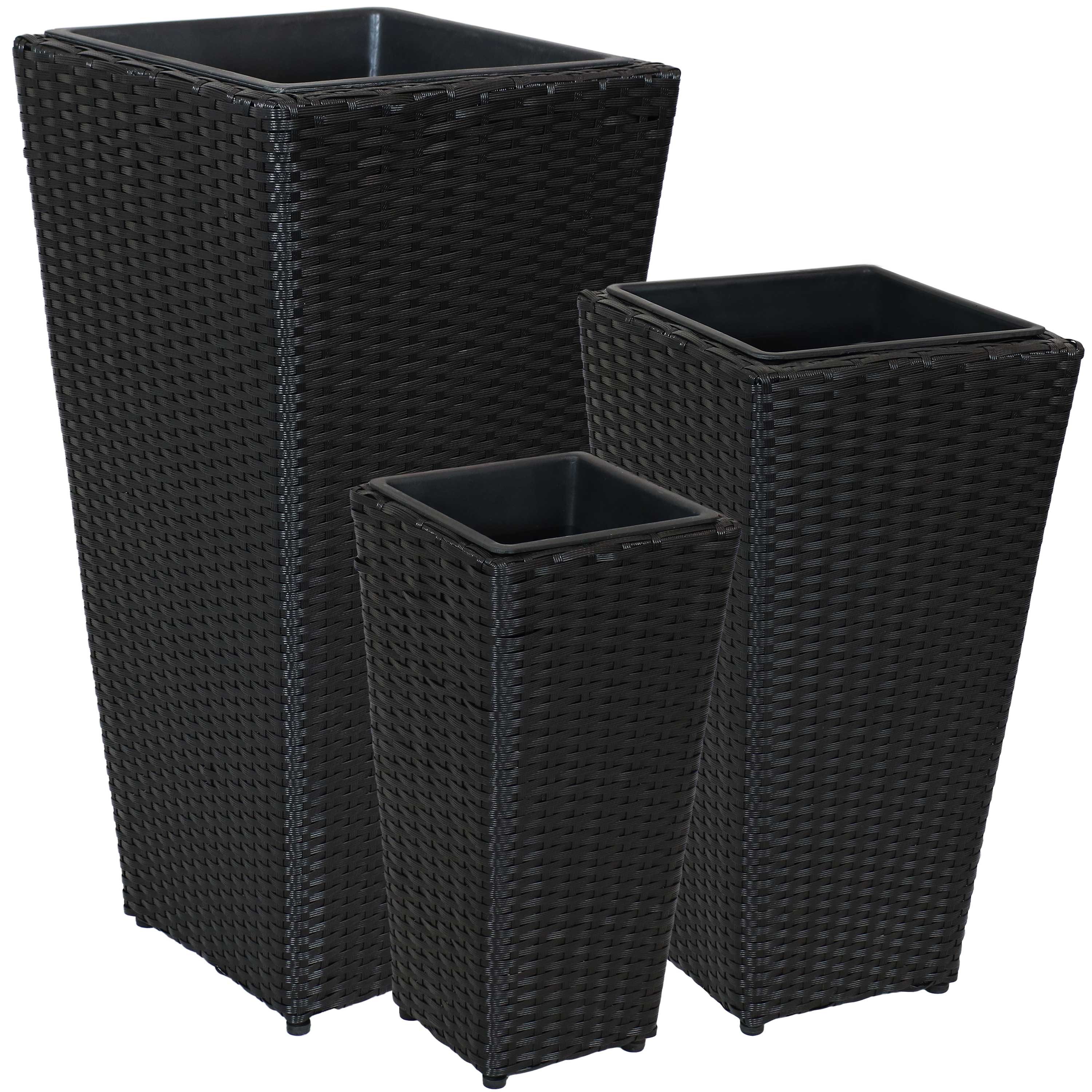Sunnydaze Decor - Wholesale Plant Pot - Polyrattan Square Planter - 9 in, 11.5 in, 15 in - Set of 31