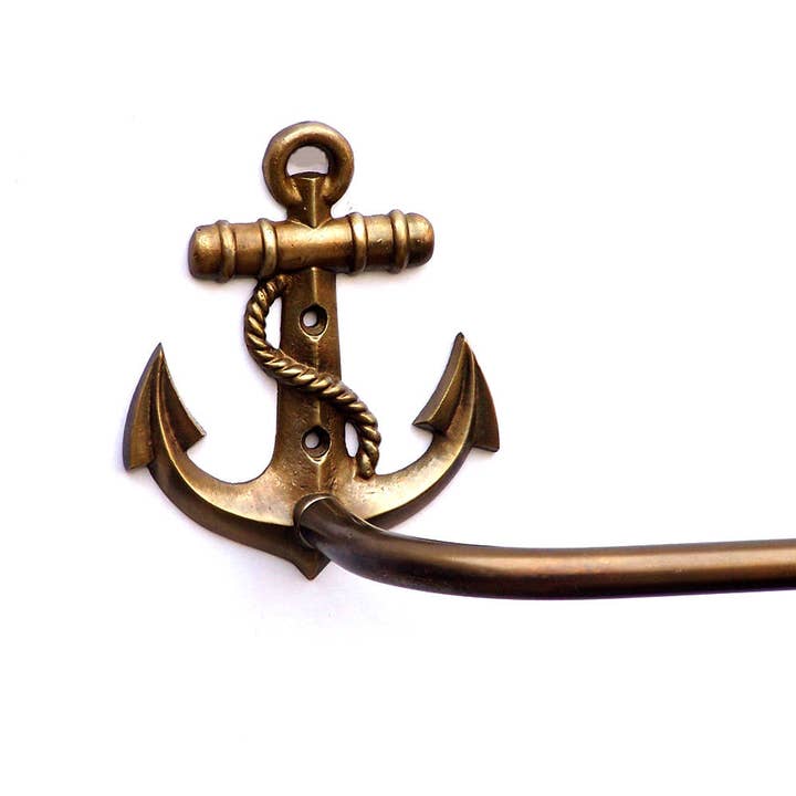 Hampton Ironworks – wholesale Handukkshållare/-hängare – Antik mässing ankare badhandduk hållare 28"”
