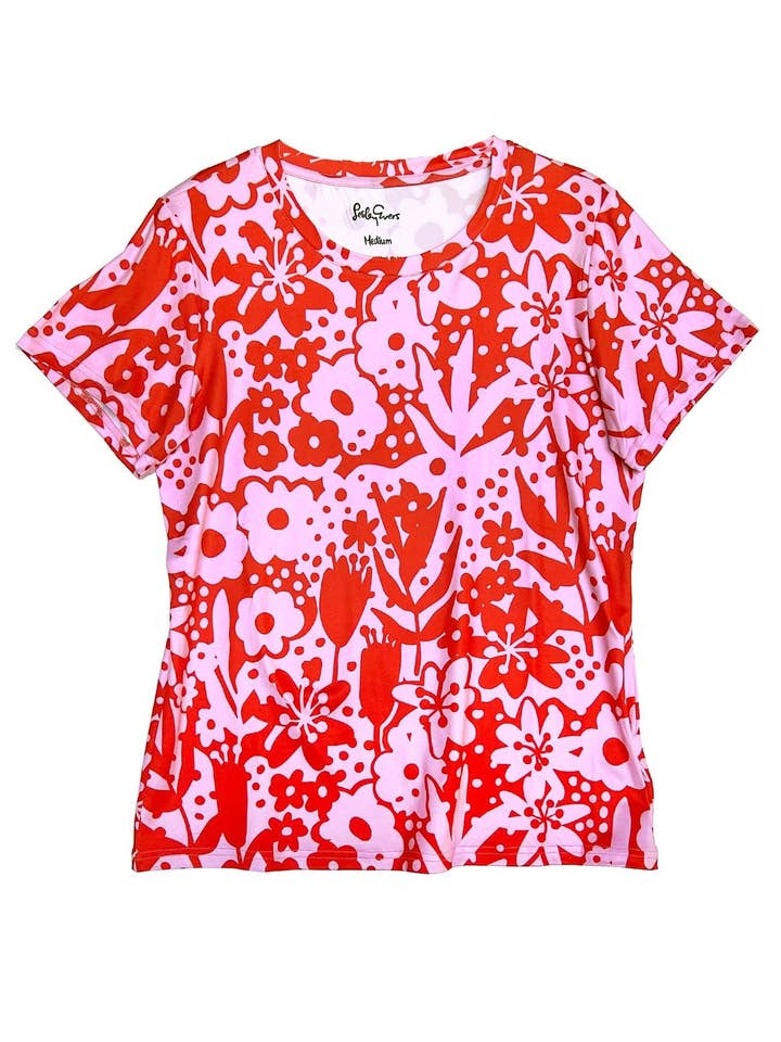 Lesley Evers – wholesale T-shirt – women's – SUZI tee Flower Buds Pink
