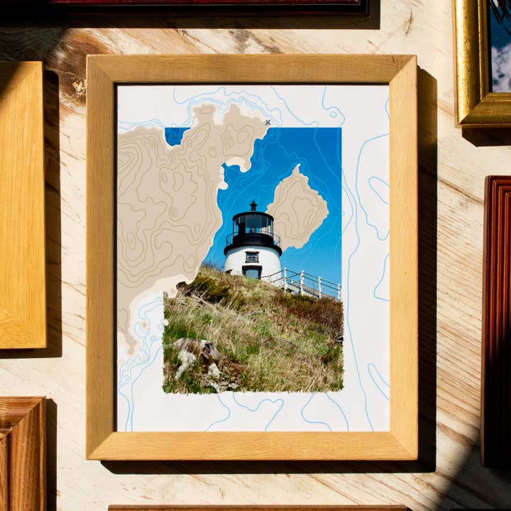 Abby Clark Creative - Wholesale Art Print - Owl's Head Lighthouse Maine Film Photo Nautical Map 8x100