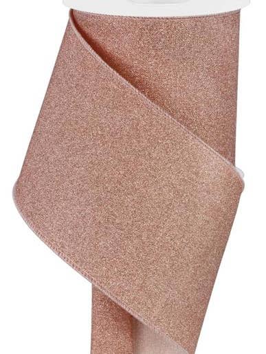 4"X10YD FIN GLITTER PÅ KONGELIG ROSÉGULD for engroshandel hos Waterman's Loft Inc.