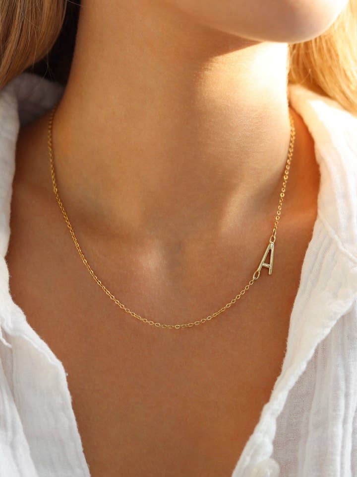 Sideways Initial Necklace for wholesale by ARCAVIA