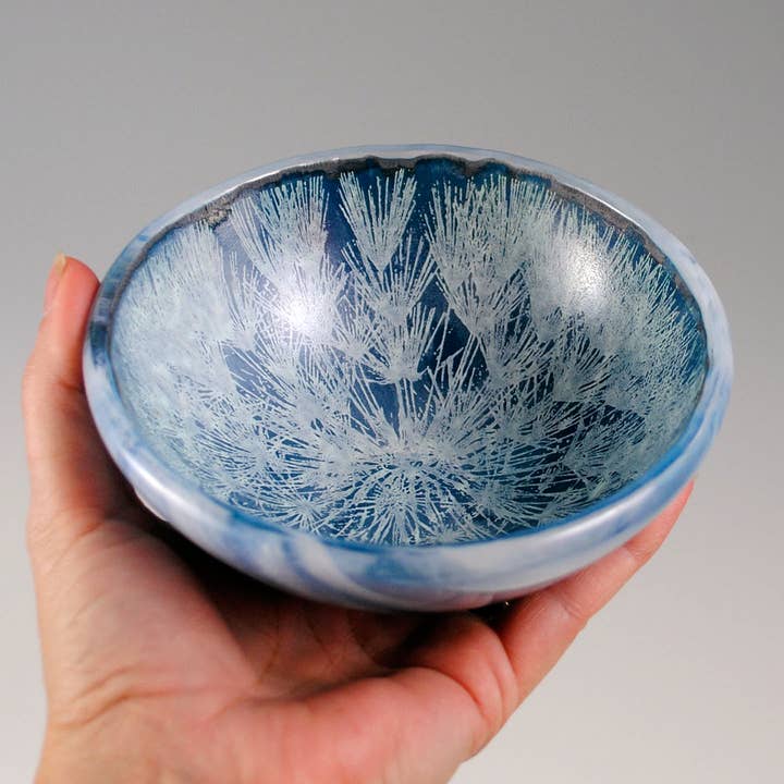 Dandelion Fused Glass 5" Small Bowl for wholesale by Kiku Handmade | Contemporary Fused Glass Home Goods
