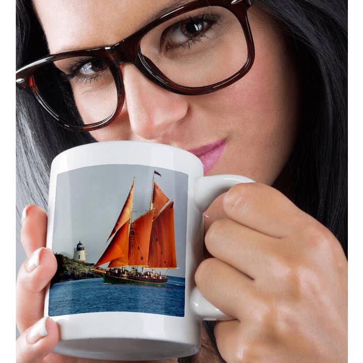 3dRose - Wholesale Coffee Mug - 3dRose, Beautiful Aurora Schooner In Front of Castle Hill Lighthouse, Mug9