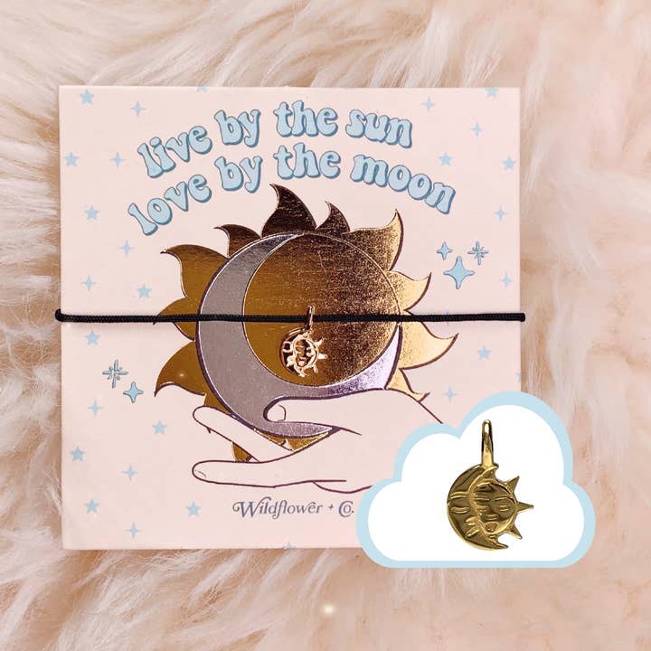 Sun & Moon Charm Friendship Bracelet - Gold or Silver for wholesale by Wildflower + Co.