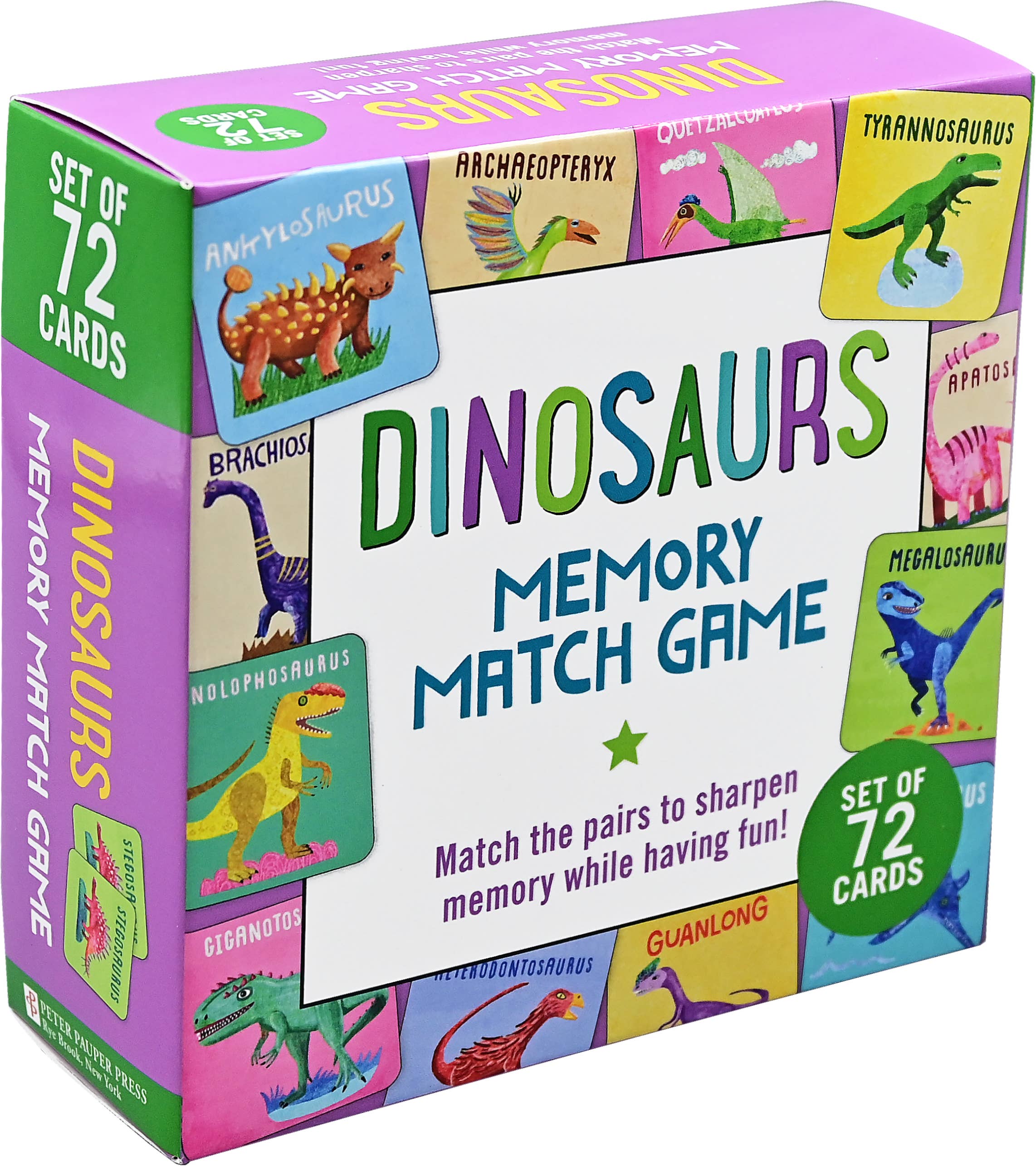 Peter Pauper Press - Wholesale Learning Cards - Kids & Baby - Dinosaurs Memory Match Game (Set of 72 cards)
