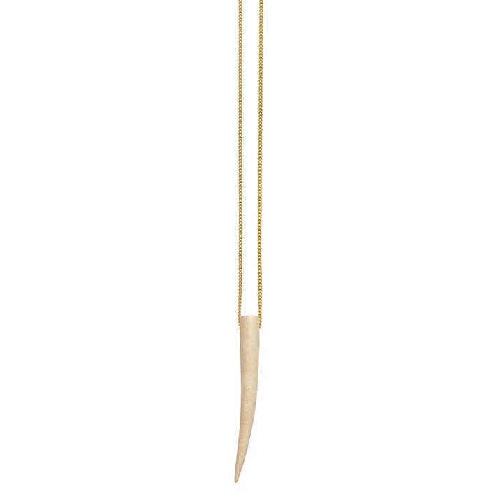 Lang hvid træ pigformet vedhæng - Guld for engroshandel hos BRANCH JEWELLERY
