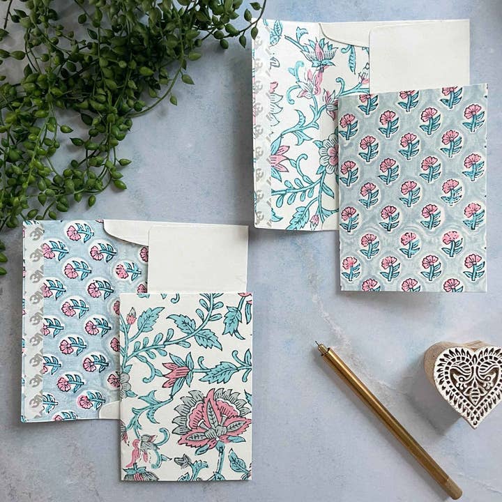 The Natural Paper Company – wholesale Stationery/notecard set – Harriet Handmade Note Card and Envelope Set | Block Printed5