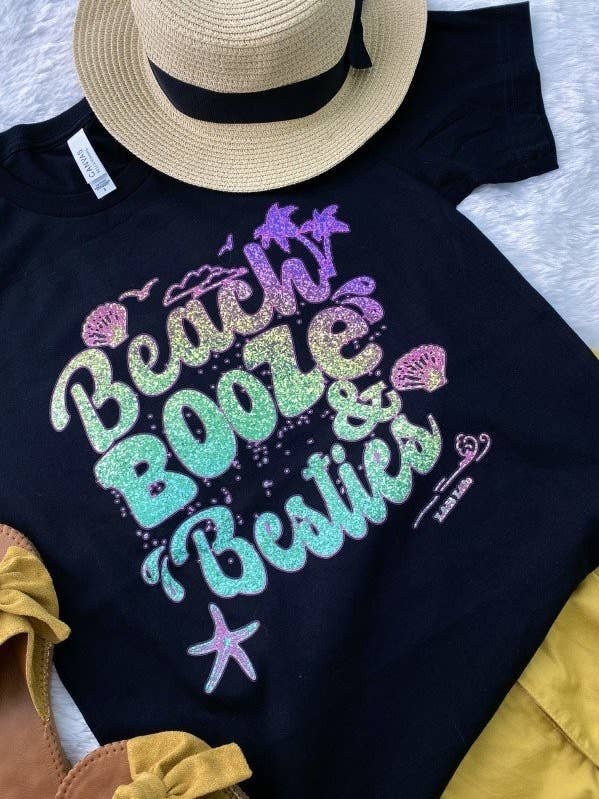 Maglietta grafica BC Beach Booze & Besties Trendy, Vibes per la vendita all'ingrosso da parte di L&B Life