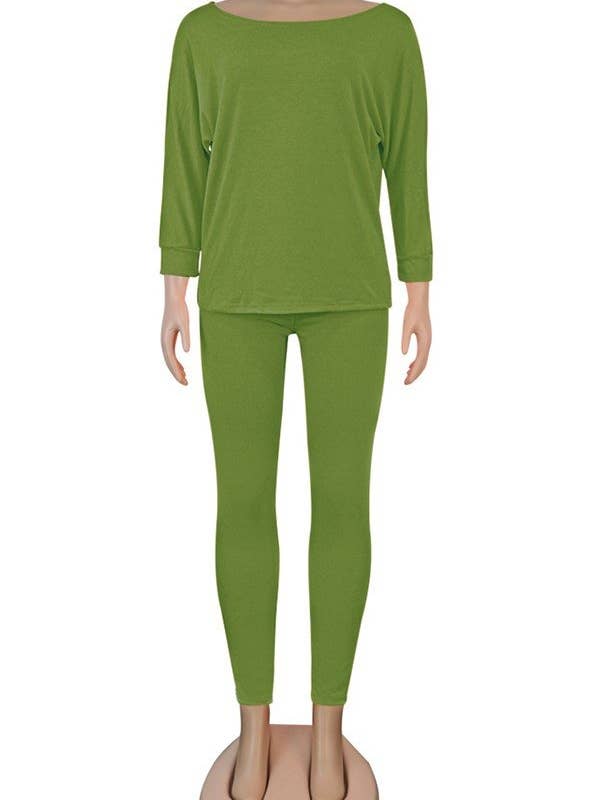 Aria Romance - Wholesale Top & Pant Set (NOT Loungewear) - Women's - Sexy Casual Fashion Off-Shoulder Two-Piece Club Outfit