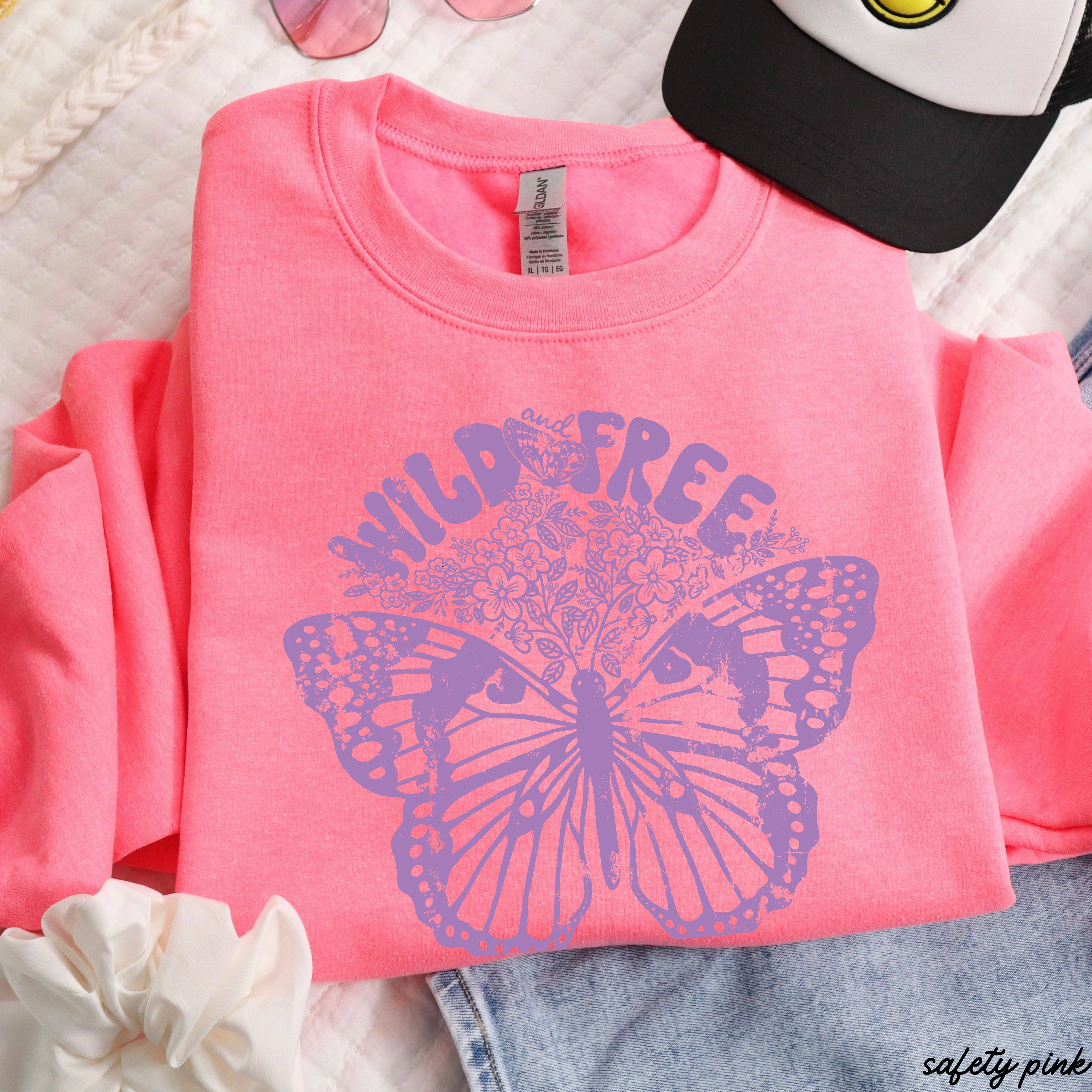 Chloe Vs Tank - Wholesale Graphic Sweatshirt - Unisex - Wild and Free Butterfly Sweatshirt *5 Colors (S-3X)3