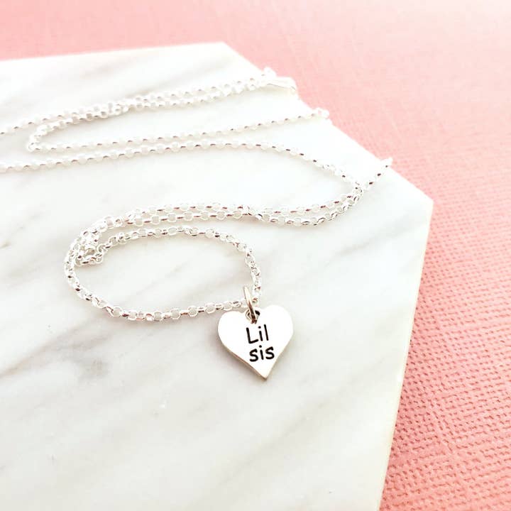 CY Design Studio - Wholesale Pendant/Charm Necklace - Lil Sis Heart Sterling Silver Necklace2