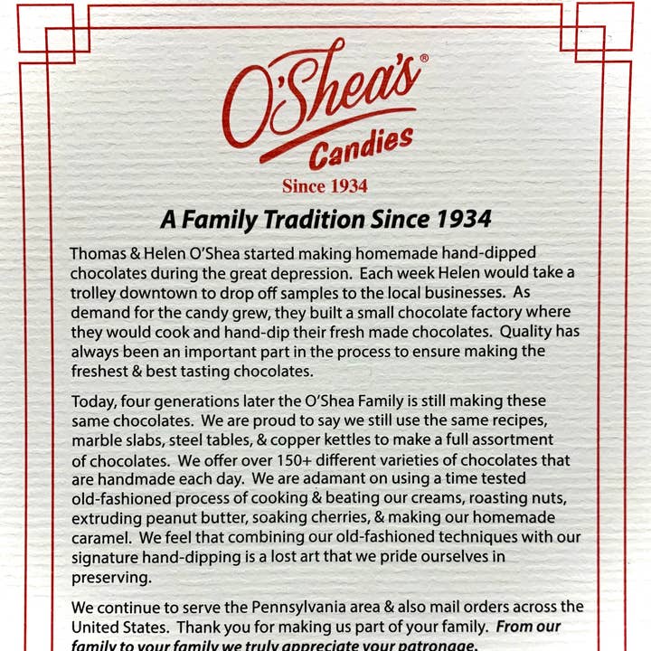O'Shea's Candies Sweet Shop - Wholesale Chocolate Bar - Chocolate Bar “Peanut Butter Meltaway” w/ Foil Wrapper