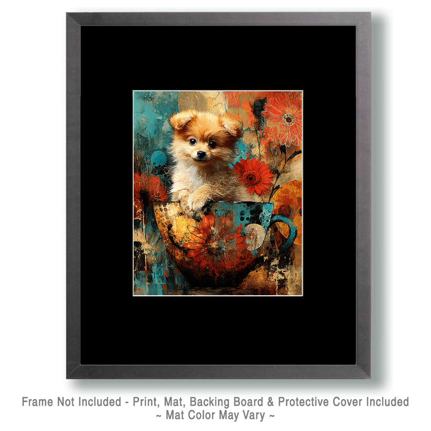 Mowbi – wholesale Art print – Paul the Pomeranian - Pups in Cups Art Print - 8"x10" Artwork for 11"x14" Frame1