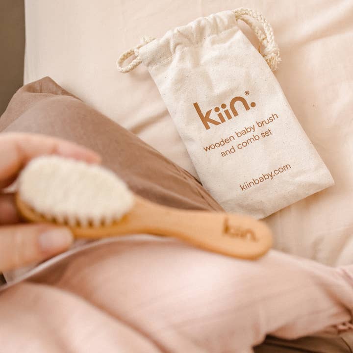 Kiin Baby - Wholesale Hair Brush/Comb Set - Kids & Baby - Wooden Baby Brush + Comb Set3