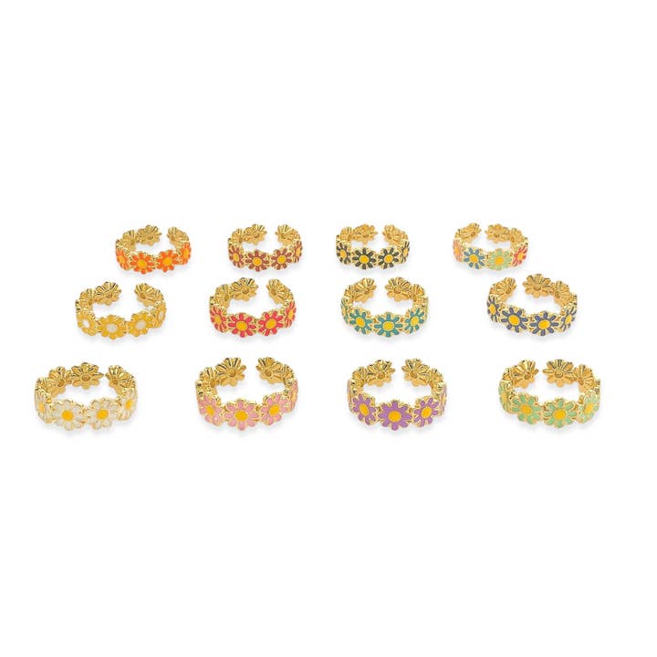 LRN207 - Enamel Daisy Ring* for wholesale by OMG Blings