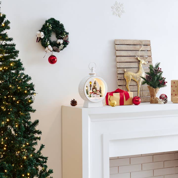 Danya B - Wholesale Christmas Decoration - White Christmas Snowman Scene Lighted Lantern Decoration3