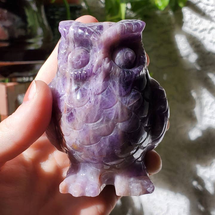 Amethyst Carved Owl Figure for wholesale by Copper Bug Jewelry