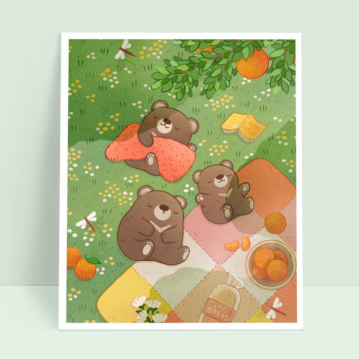 Bear Picnic 8x10 Art Print for wholesale by Arcasian