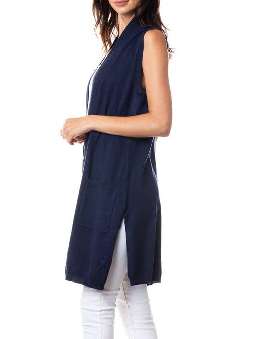 Newself Collection – wholesale Cardigan – Women’s – Sleeveless Open Front Long Sweater Cardigan