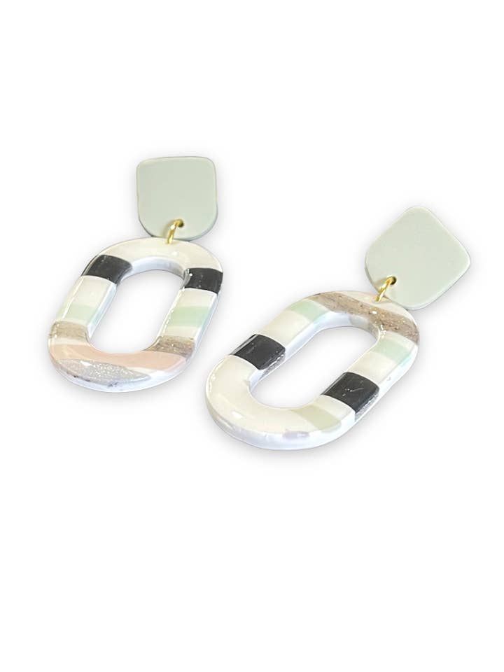 HANDCRAFTED - Sammy Polymer Clay Striped Abstract Earring for wholesale by Cherry Casa