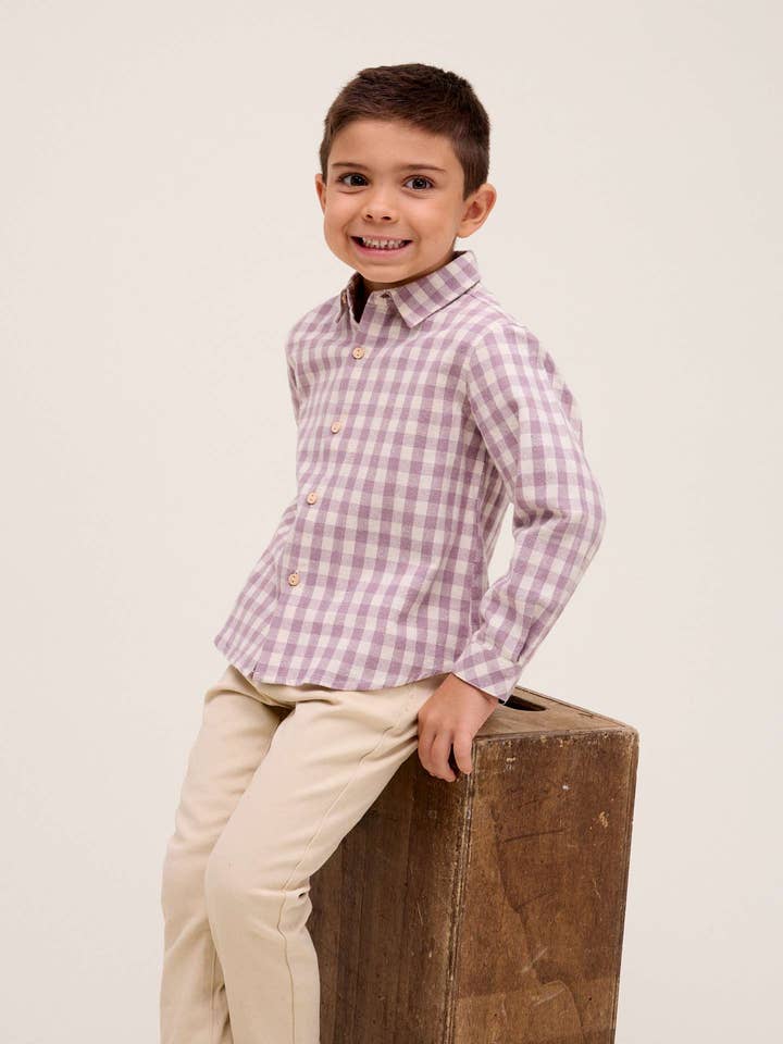 Chemise à carreaux mauve pour enfant pour la vente par Dadati