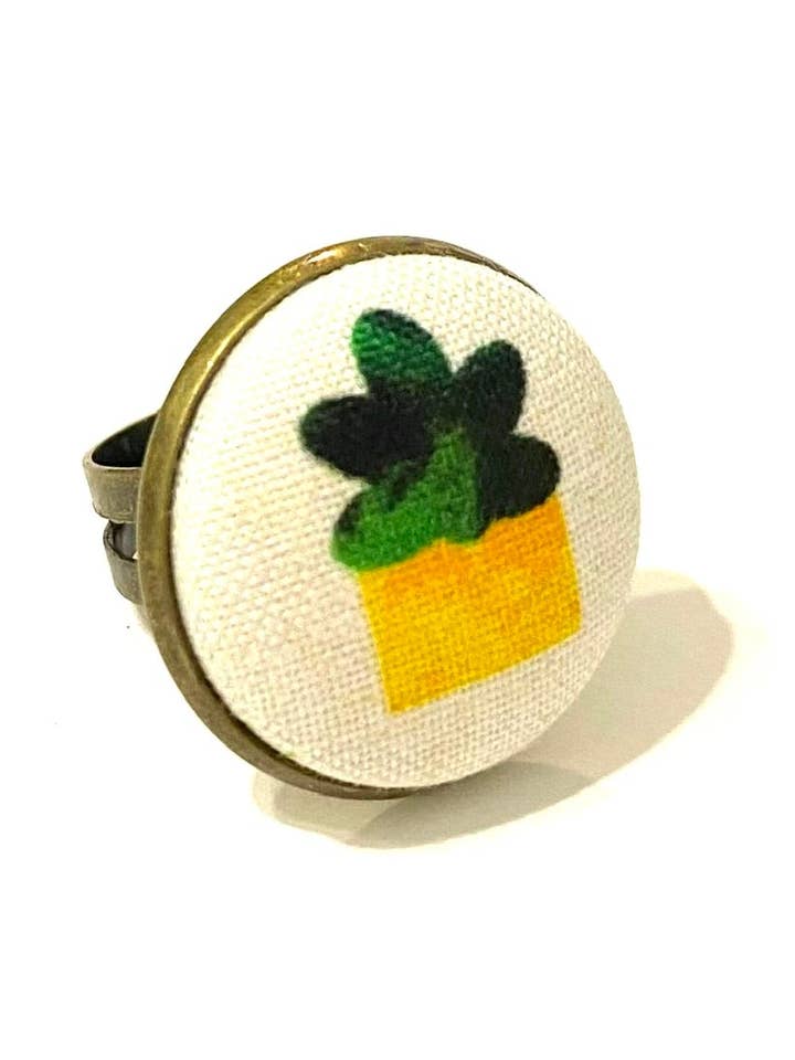 Brass Tone Ring- Cactus for wholesale by Botón de Azúcar