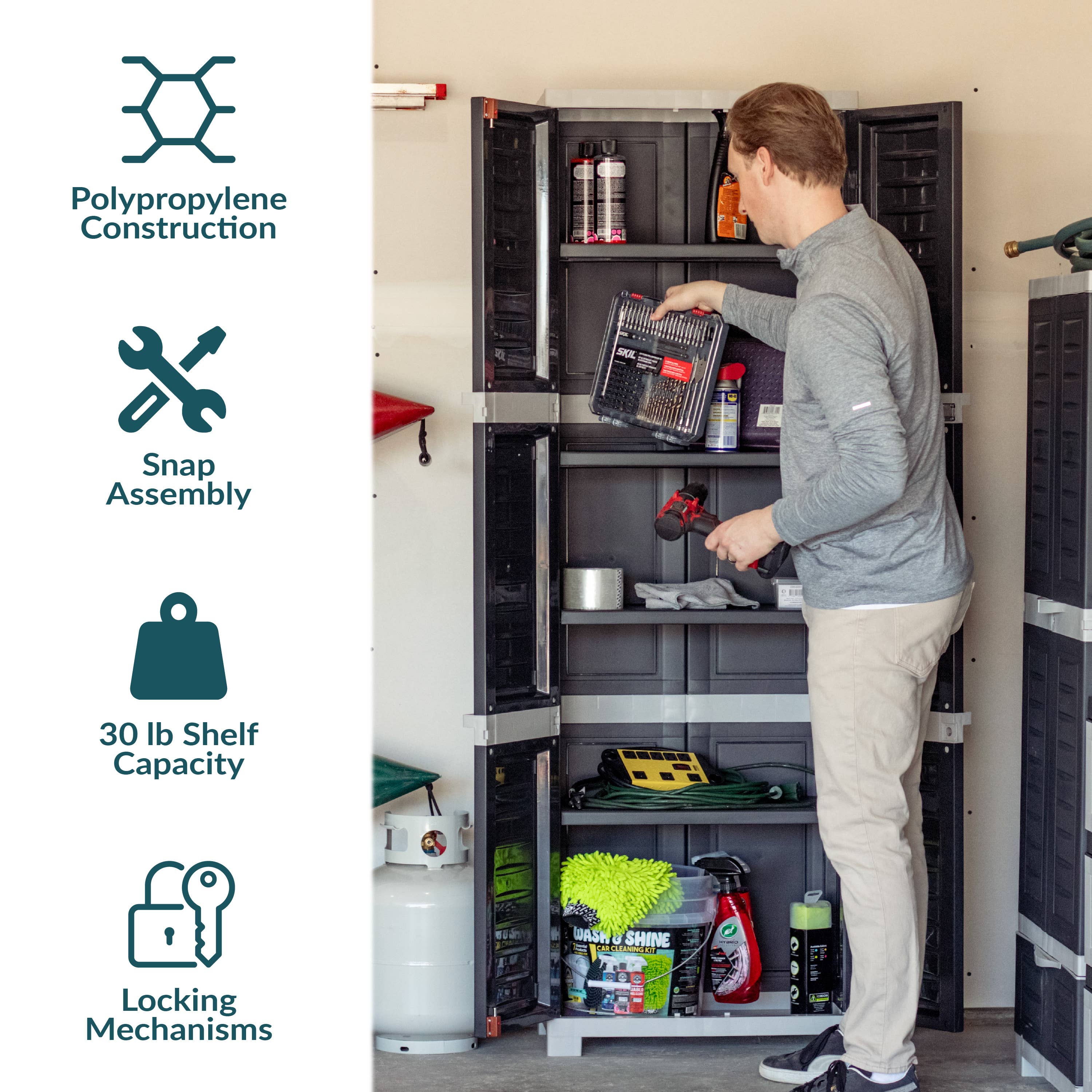 Sunnydaze Decor - Wholesale Cabinet - Lockable Storage Cabinet with 4 Shelves - Charcoal - 72"2