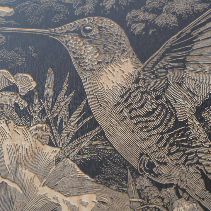Benoit's Design Co. - Wholesale Wall Sign - Hummingbird in Garden Engraved Illustration7