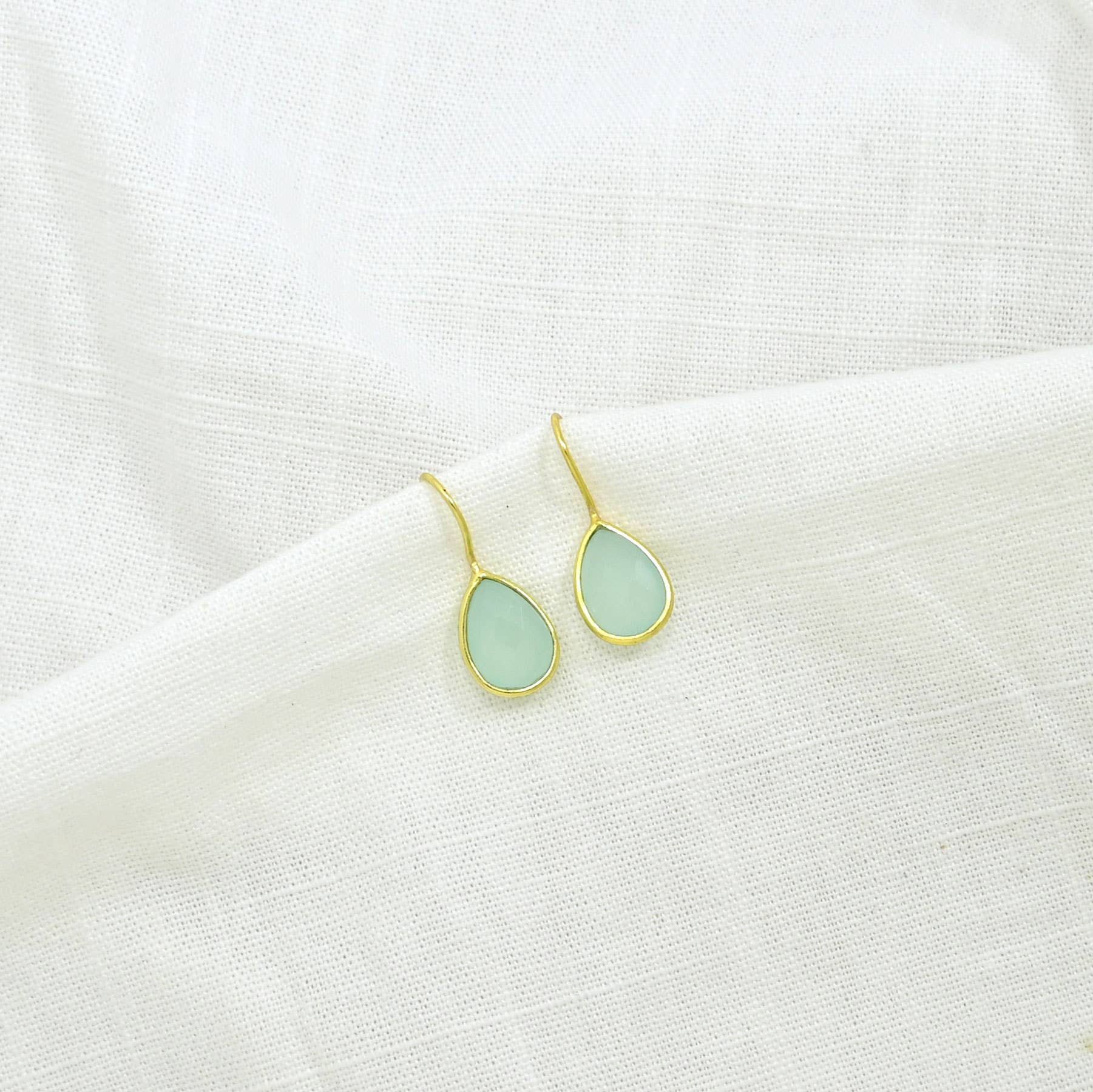 Schmuckoo Berlin - Wholesale Stud/Post Earrings - Teardrop Gemstone Earring Gold Silver 925 - Aqua Chalcedony3