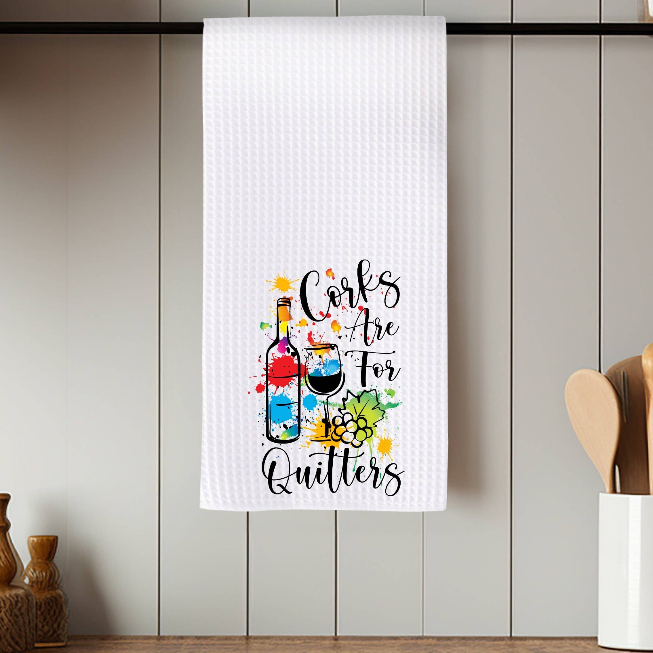Fernville Creations - Wholesale Tea Towel - Corks Are For Quitters Eco-Friendly Waffle Kitchen Towel8