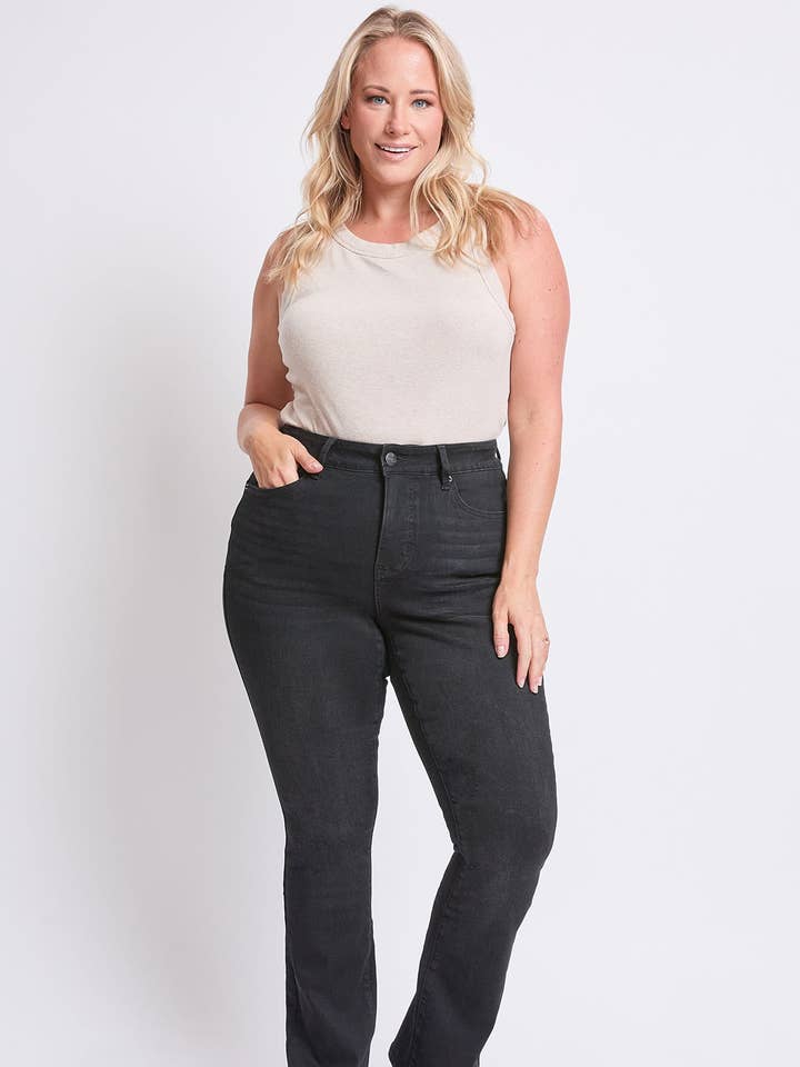 Plus High Rise Slim Bootcut Jeans-XP024029 for wholesale by YMI