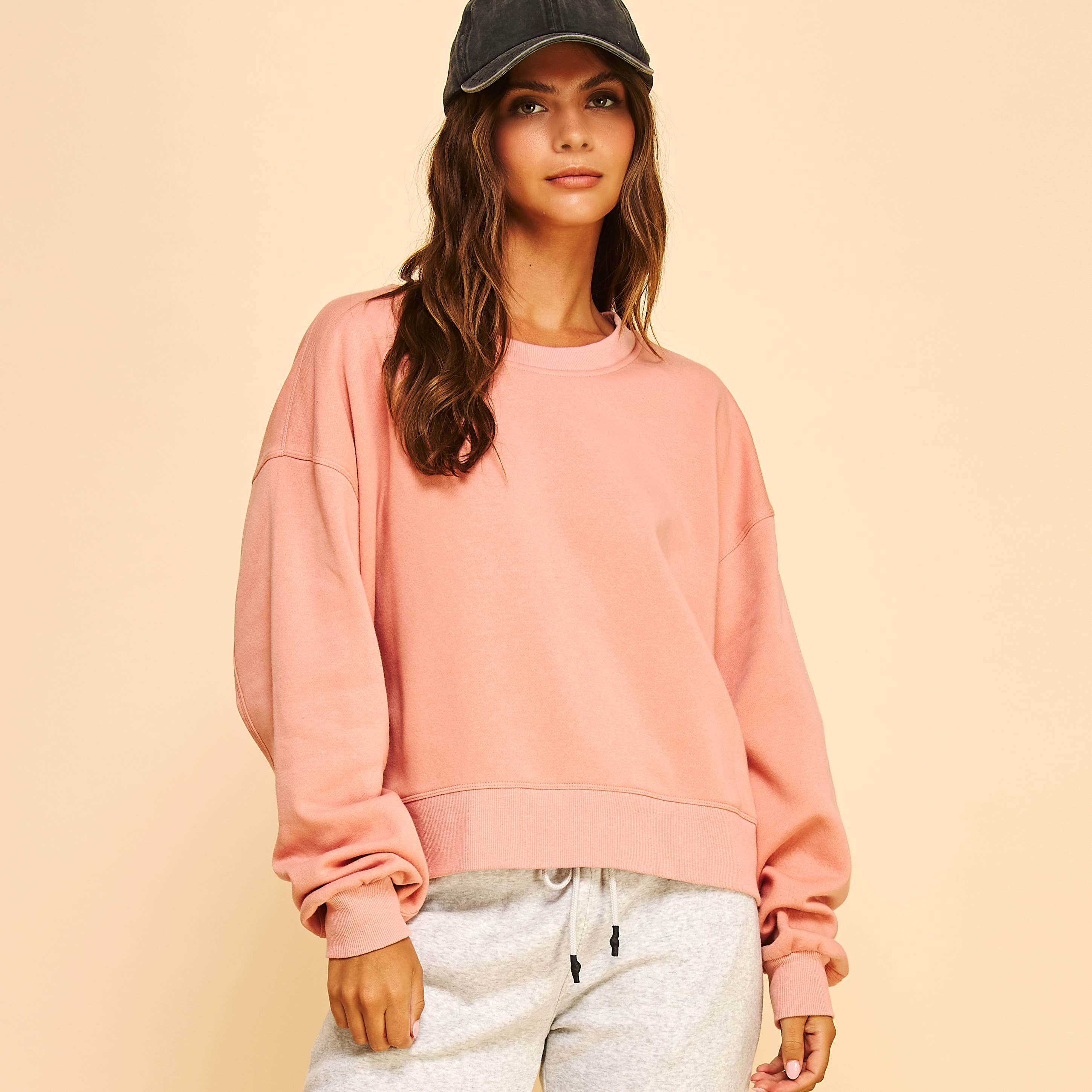 FREEZIA - Vente Sweat-shirt – femme - SWEAT-SHIRT COURT À COL ROND EN MOLLETON ULTRA DOUX-FZ00072